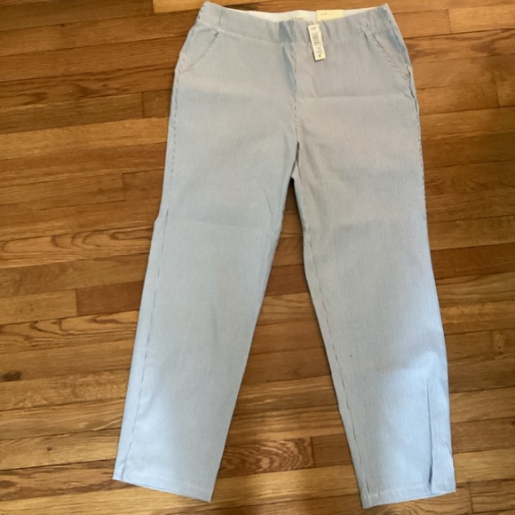 Max Studio  Blue/White Striped Straight-Leg Pants NWT - Picture 1 of 5